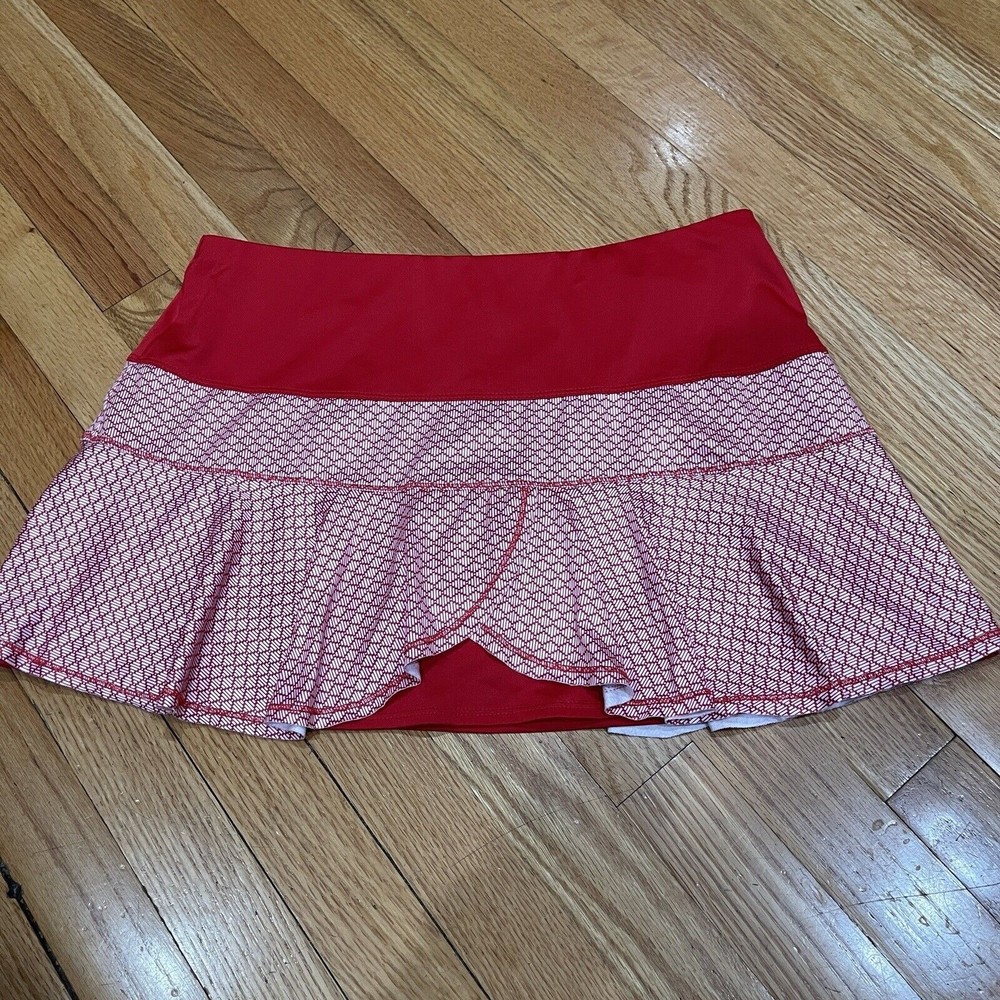 Lucky In Love Womens Skort Tennis Pickleball Size Large L 12 Red Ruffle EUC - Picture 2 of 12